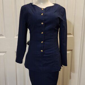 Linen-Cotton business jacket & skirt suit all in one